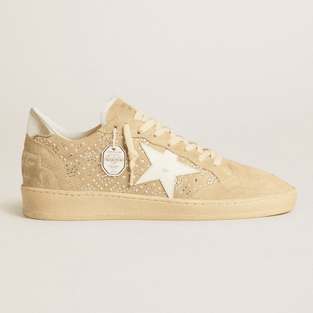 Ball Star sneakers in suede with Swarovski crystals and metallic heel tab